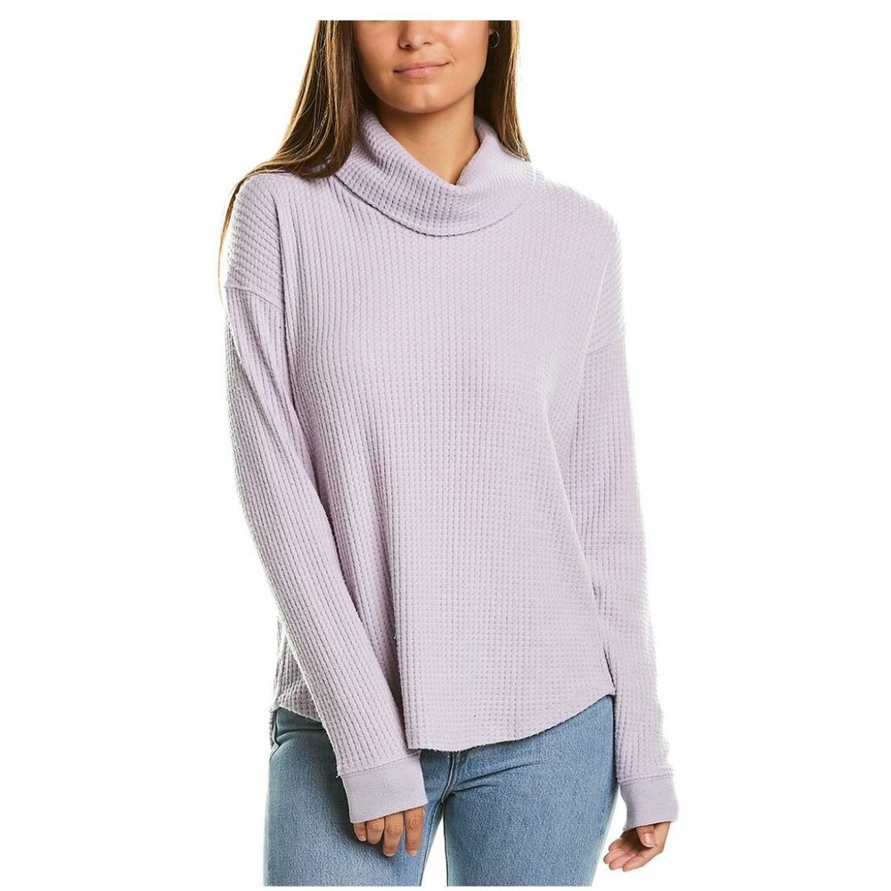 Splendid Women Lilac Purple Waffle Knit Turtleneck Sweater RF1W07X USA Size M